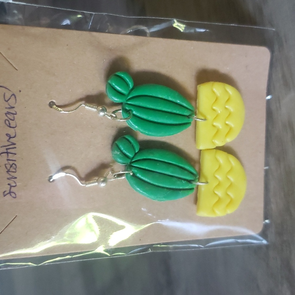 Handmade Cactus dangle earrings